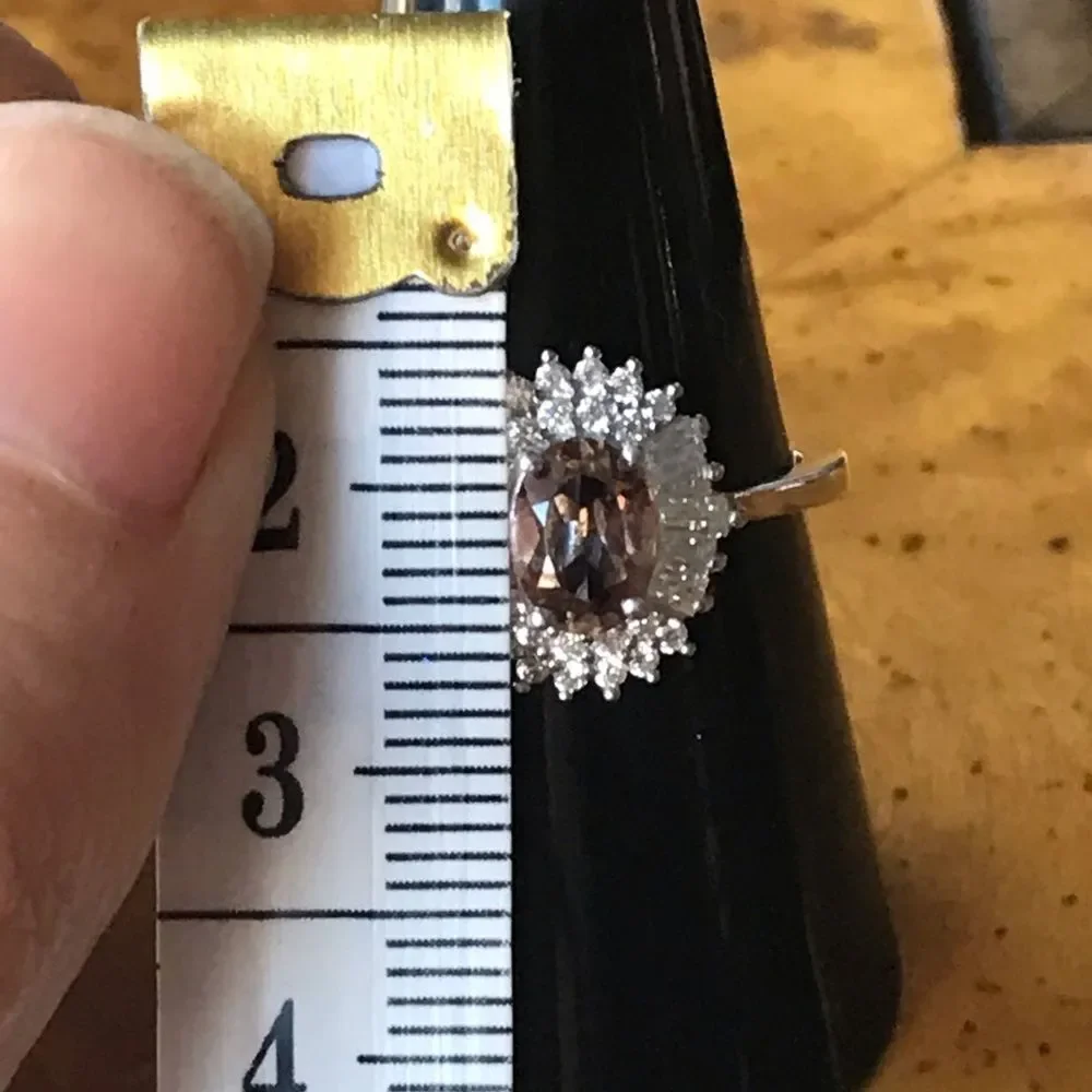 Natural Andalusite Sterling Silver Halo Ring Size 8